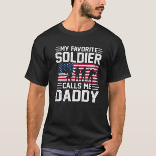 Camiseta Mens USA Flag My Soldier Me Chame Pai Army Faes