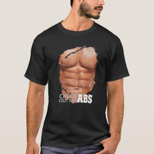 Camiseta Mens Vejam O Meu Abs, Falso Engraçado Torn Chest 