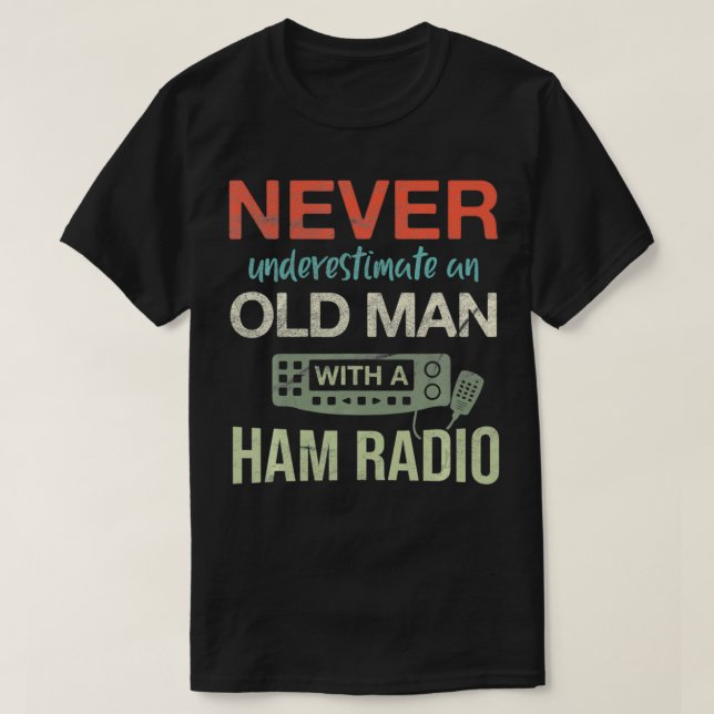 Camiseta Mens Velho Com Rádio Ham Antena Ham, Órfega (Frente do Design)