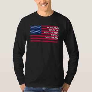Camiseta Mens Veteran Husband Protetor Pai Herói Pais