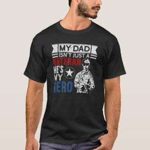 Camiseta Mens Veteran Pai Ele é o meu Herói Orgulhoso Veter