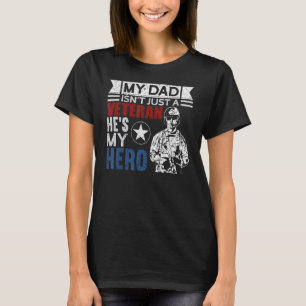 Camiseta Mens Veteran Pai Ele é o meu Herói Orgulhoso Veter