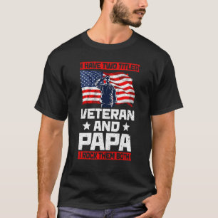 Camiseta Mens Veteran Papa Usa Flag Dia de os pais Avô