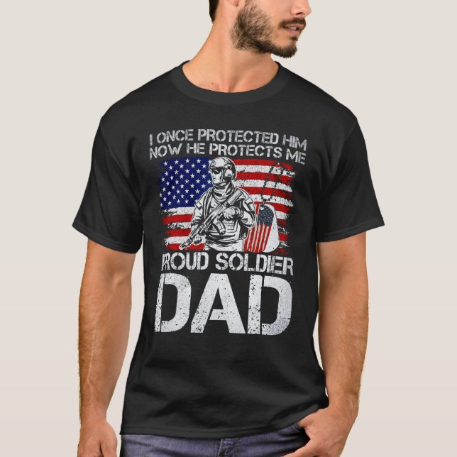 Camiseta Mens Veteran Proud Soldier Dad Military (Frente)