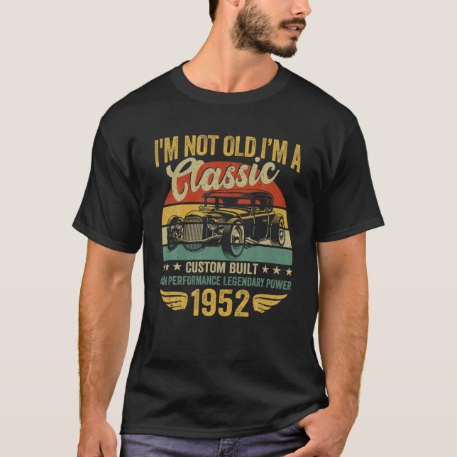 Camiseta Mens Vintage 1952 Aniversário Retro 70 Aniversário (Frente)