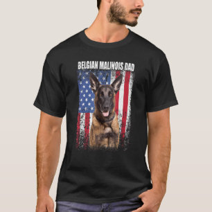 Camiseta Mens Vintage American Flag Belga Malinois Pai Fa