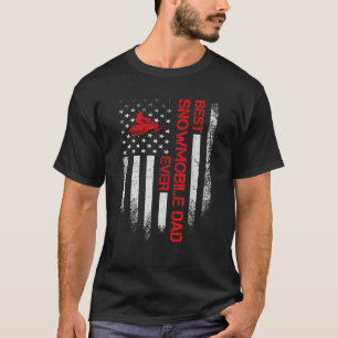 Camiseta Mens Vintage American Flag Best Snowmobile Pai Eve