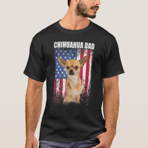 Camiseta Mens Vintage American Flag Chihuahua Pai Dog For