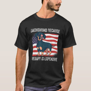 Camiseta Mens Vintage American Flag Dachshund Porque Thera