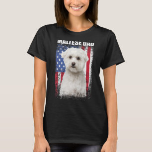 Camiseta Mens Vintage American Flag Pai Maltês Dog Para Fa