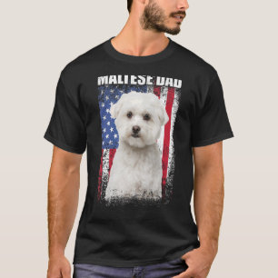 Camiseta Mens Vintage American Flag Pai Maltês Dog Para Fa