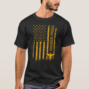 Camiseta Mens Vintage American Flag Stepdad Beekeeper Fathe