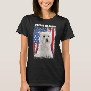 Camiseta Mens Vintage American Flag Westin Pai Dog For Gord