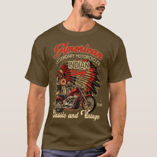 Camiseta Mens Vintage American Motorcycle Indian Bikers