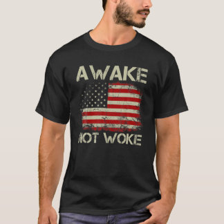 Camiseta Mens Vintage Antiga Bandeira Americana Não Acorda