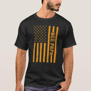Camiseta Mens Vintage Bee American Flag Bee Papa Papai