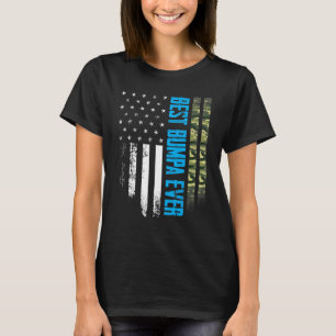 Camiseta Mens Vintage Best Bumpa Ever Camo American Flag Di