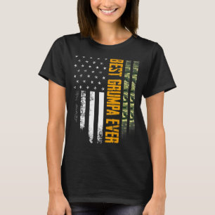Camiseta Mens Vintage Best Grumpa Ever Camo American Flag D