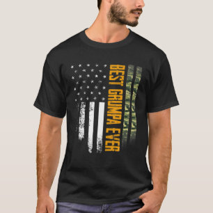 Camiseta Mens Vintage Best Grumpa Ever Camo American Flag D