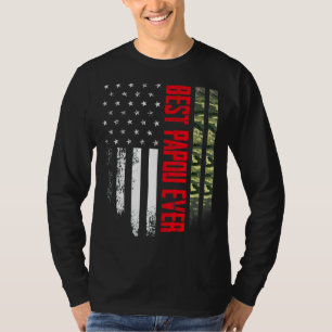 Camiseta Mens Vintage Best Papou Ever Camo American Flag Di