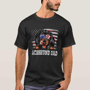 Camiseta Mens Vintage Dachshund Pai bandeira americana