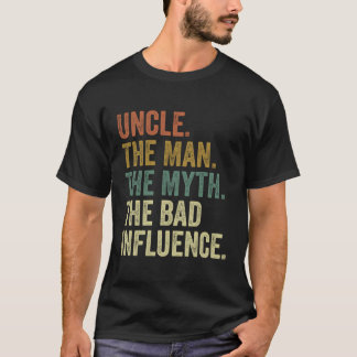 Camiseta Mens Vintage Diversão Tio Man Mito Má Influência F