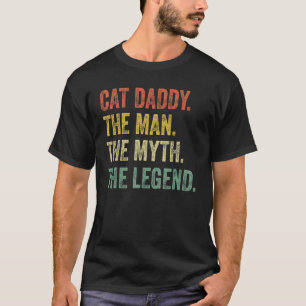 Camiseta Mens Vintage Gato Pai Gato Pai Homem Mito Legenda