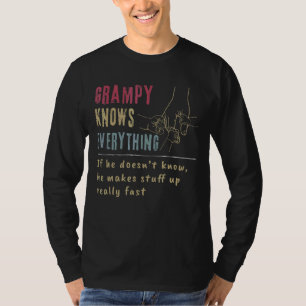 Camiseta Mens Vintage Grampy sabe tudo segurando a mão