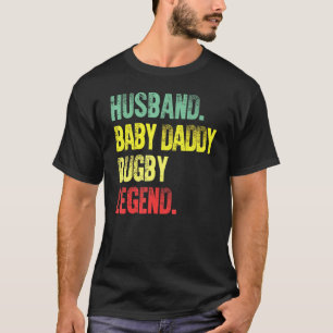 Camiseta Mens Vintage Husband Baby Pai Rugby Legenda