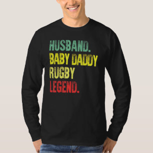 Camiseta Mens Vintage Husband Baby Pai Rugby Legenda