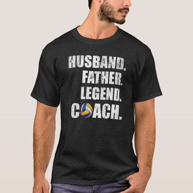 Camiseta Mens Vintage Husband Padre Legend Voleibol Coac (Frente)