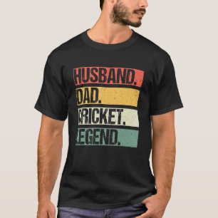 Camiseta Mens Vintage Husband Pai Cricket Player Legenda Go