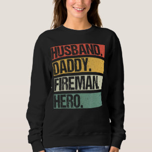 Camiseta Mens Vintage Husband Pai Fireman Hero Family Fat