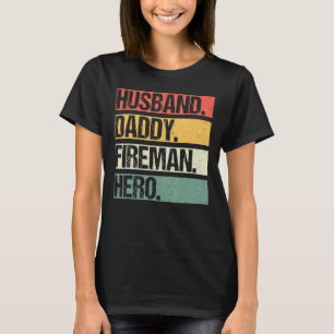 Camiseta Mens Vintage Husband Pai Fireman Hero Family Fat