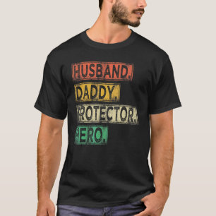 Camiseta Mens Vintage Husband Protetor Pai Hero Fat