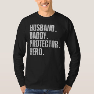 Camiseta Mens Vintage Husband Protetor Pai Hero Fat