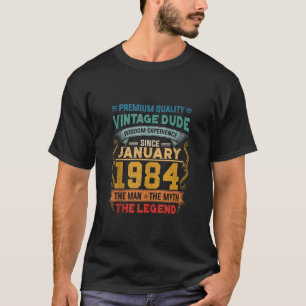 Camiseta Mens Vintage Janeiro de 1984 aniversário de 40 ano