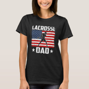 Camiseta Mens Vintage Lacrosse Pai Norte-Americano Bandeira