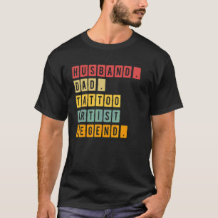 Camiseta Mens Vintage Marido Pai Tatuagem Artista Legenda R