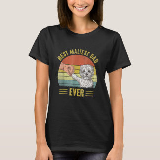 Camiseta Mens Vintage Melhor Pai De Cachorro Maltês