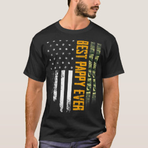 Camiseta Mens Vintage Melhor Pappy Ever Camo American Flag 
