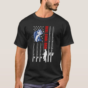 Camiseta Mens Vintage Pai De Pesca Dos Eua Bandeira Do Belo