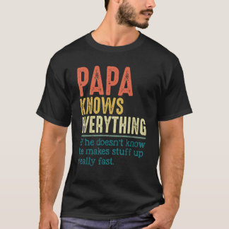 Camiseta Mens Vintage Papa sabe tudo pelo D do Pai