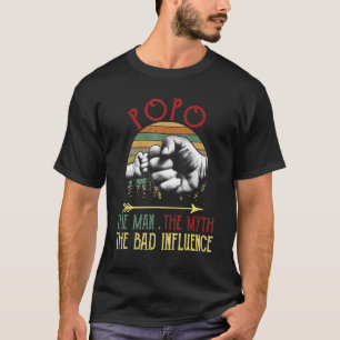 Camiseta Mens Vintage Popo O Homem Mete Má Influência Faisã