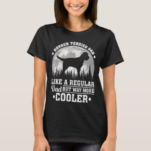 Camiseta Mens Vintage Retro Dog Border Terrier Pai Padre'