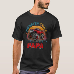 Camiseta Mens Vintage Retro Monster Truck Papa Driver Fath