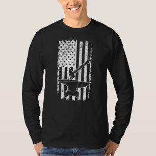 Camiseta Mens Vintage Us Flag Patriótico American Blacksmit
