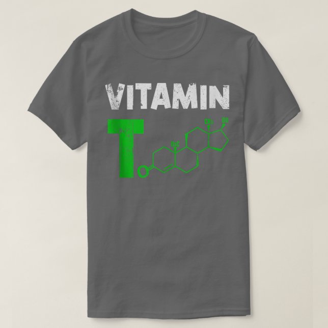 Camiseta Mens Vitamin T Testosteron Bodybuilding Gym Fitnes (Frente do Design)