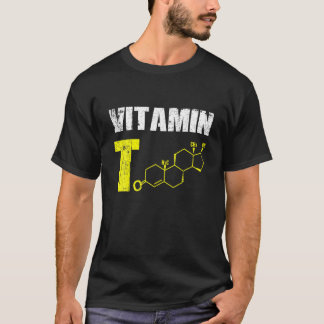 Camiseta Mens Vitamin T Testosteron Bodybuilding Gym Fitnes