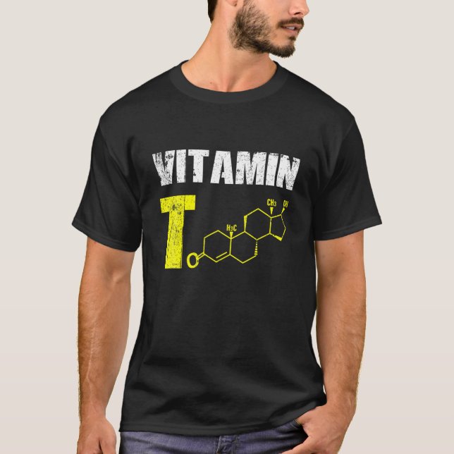 Camiseta Mens Vitamin T Testosteron Bodybuilding Gym Fitnes (Frente)